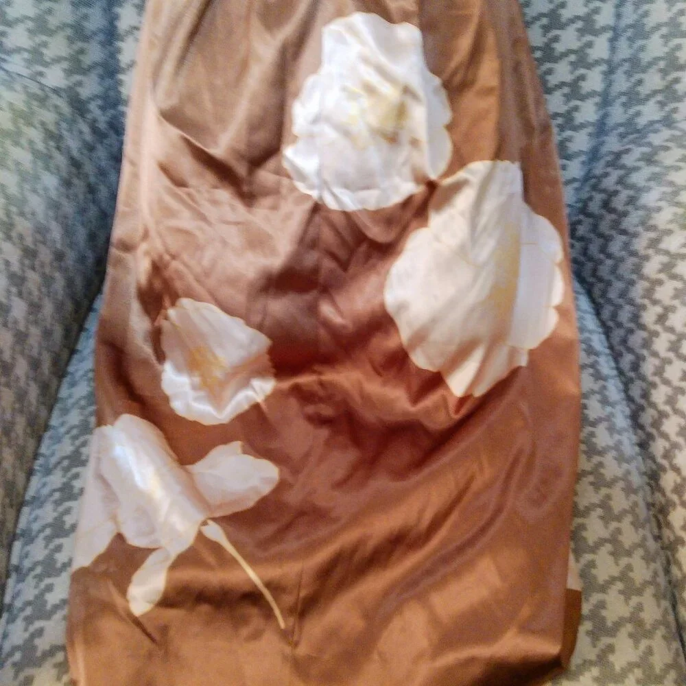VINTAGE JONES NEWYORK BROWN SATIN DRESS SIZE 8 - Picture 4 of 7